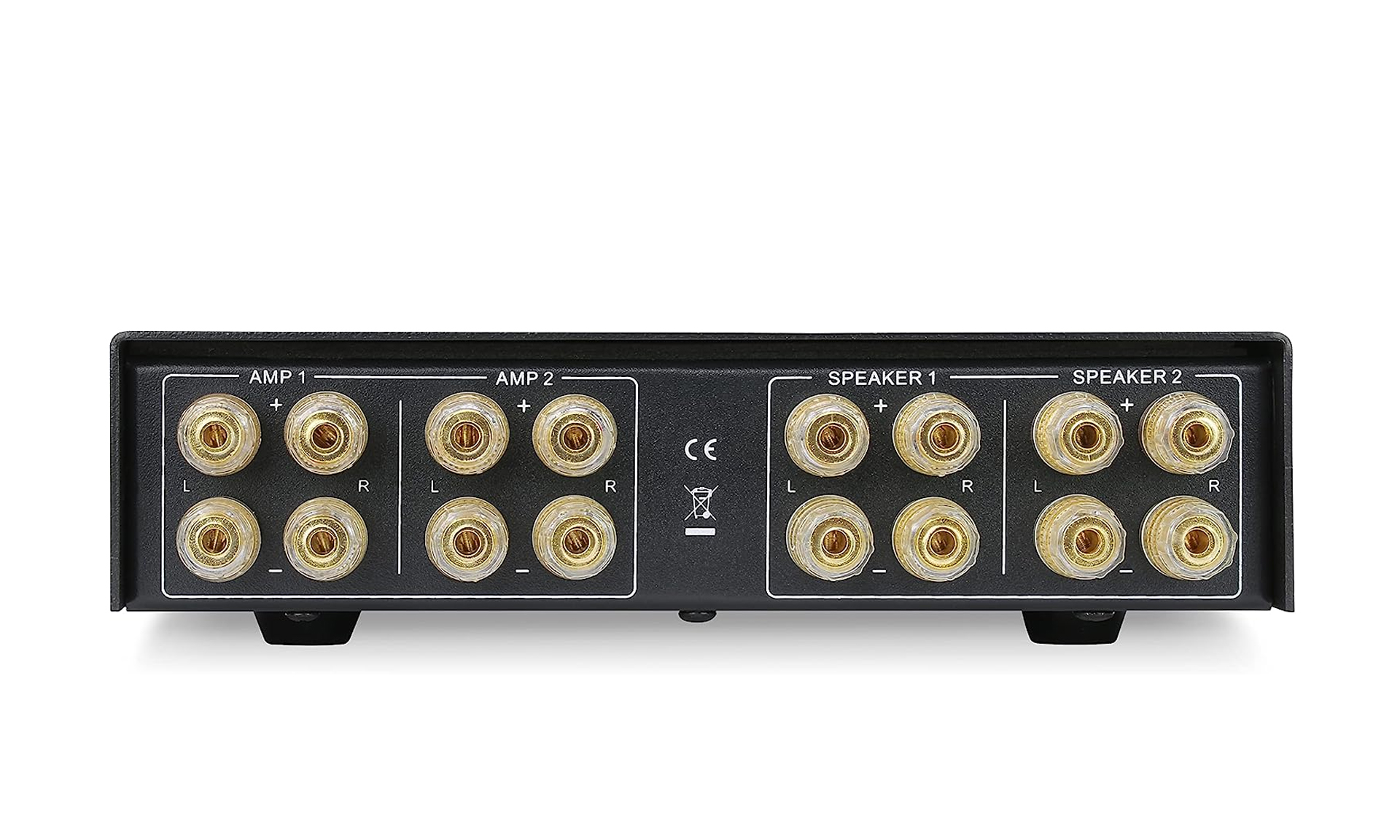 Dynavox AMP-S Pro Amplifier and Speaker Switch in Metal Housing for Stereo and Surround Amplifier - Banana Plug or Clamp Connection - Black