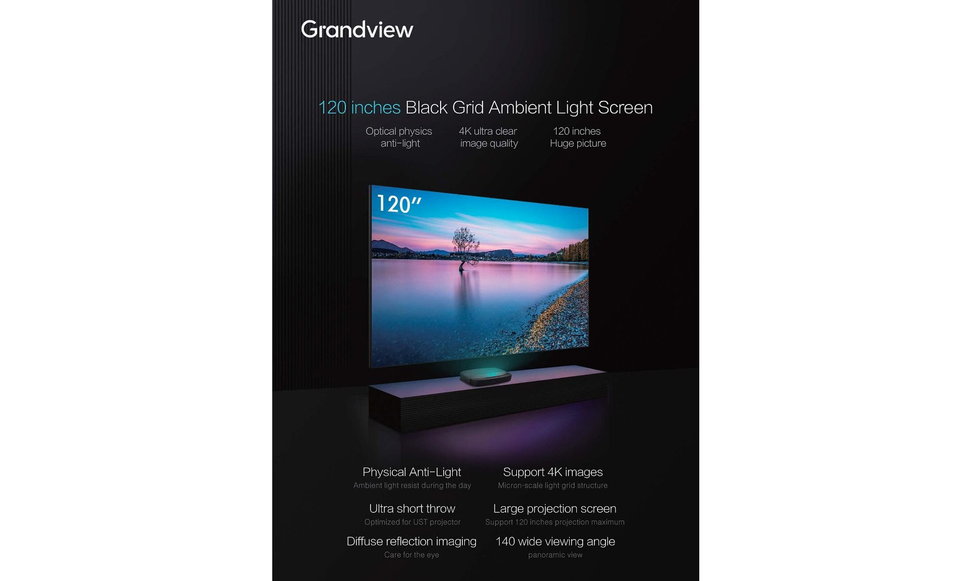 Grandview – 100″ ALR Fixed Frame Screen DY3T 0,5G - Imagen 4