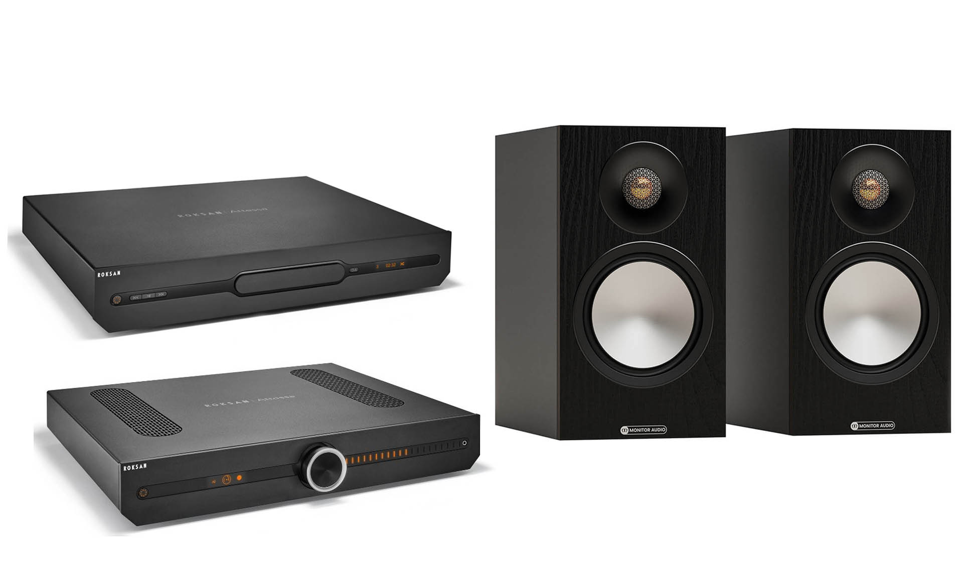 Roksan – Attessa Integrated Amp + CD Transport + Monitor Audio Bronze 50 7G